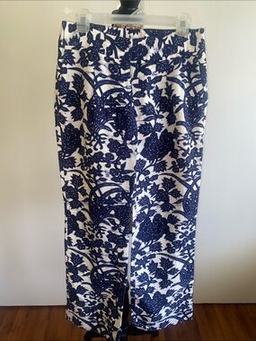 LOFT Navy and White Floral Pants